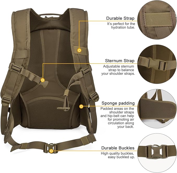 Mardingtop Tactical Molle Backpack for Men - 28L EDC Hiking & Motorcycle Backpack