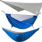 Camping Hammock with Mosquito Net & Hammock Underquilt and Rain Fly Tarp - Portable for Indoor, Outdoor, Hiking, Backpacking, Backyard, Beach & Travel (Hold Up to 500lbs) - Blue