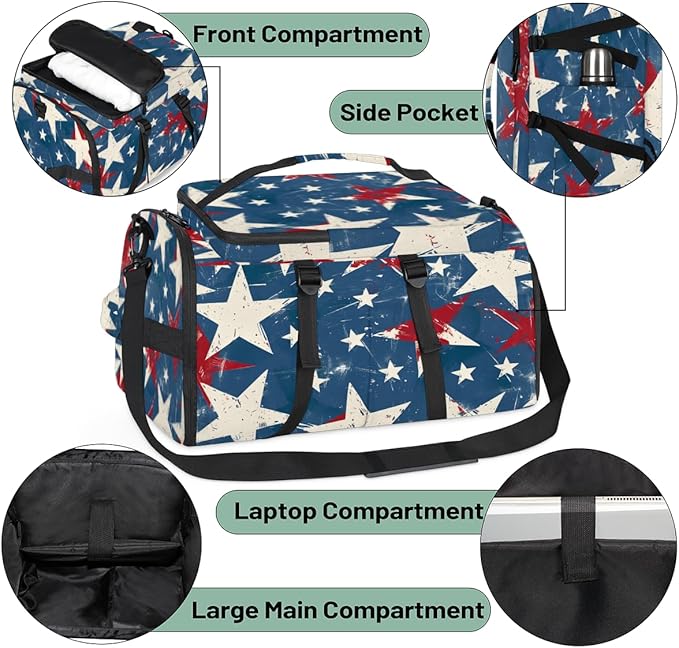 Gym Bag for Men Women with Shoes Compartment Duffle Bag for travel Hiking Waterproof Backpack Fitness Workout(Star)