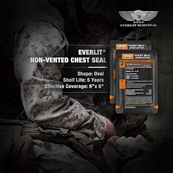 EVERLIT Trauma Pak, with CAT GEN-7 Tourniquet QuikClot Hemostatic Dressing Rolled Gauze Mil-Spec Military Tactical Bleeding Control Supplies (Advanced)