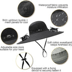 Outdoor Wide Brim Sun Hat with 2 Solar Fan for Men Women UPF50+ Outdoor Hiking Sun Protection Bucket Fishing&Cycling Hat