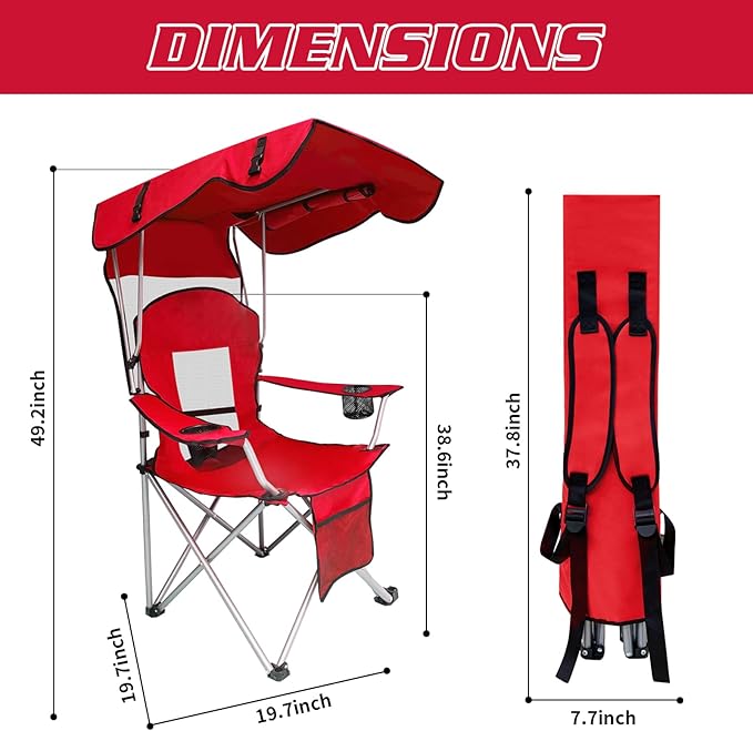 Portable Folding Camping Chair - Lightweight, Durable Outdoor Chair for Camping, Fishing, Beach, Lawn, and More - Comfortable Folding Chairs for Outside Activities(Blue+RED)