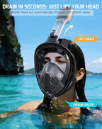Greatever Full Face Snorkel Mask, Snorkeling Gear for Adults with Latest Dry Top Breathing System and Detachable Camera Mount, Foldable Snorkel Mask Adult, Snorkels Anti-Fog & Anti-Leak