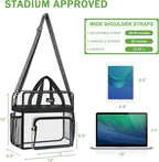 MAY TREE Clear Bag for Stadium Events, 12x6x12 Clear Tote Bag with Removable Strap, Transparent Bag for Concert Sports Gym, Leopard-Strap