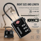 TRAVOCE TSA Approved Luggage Locks - Heavy Duty 3 Digit Combination Cable Lock, Search Alert for Suitcases, Backpacks, Golf Bags, Tents, Violin and Camera Cases, 1 Pack, Black