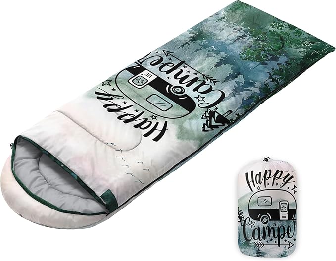 Sleeping Bags for Adults Youth Kids,3D Printing Camping Sleeping Bag for Girls Boys Lightweight Waterproof Cold/Warm Weather Sleeping Bag for 3 Seasons