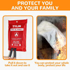 TYLIN Emergency Fire Blanket for Home & Kitchen 40” x 40” - 4 Pack, High Heat Resistant Fire Suppression Blankets for Home Safety, Kitchen, and Camping (4)
