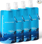Membrane Solutions Collapsible 23oz Water Bottle with Filter Straw, Reusable Pouch and Carabiner, Foldable Water Container for Hiking, Camping, Travel, Emergency
