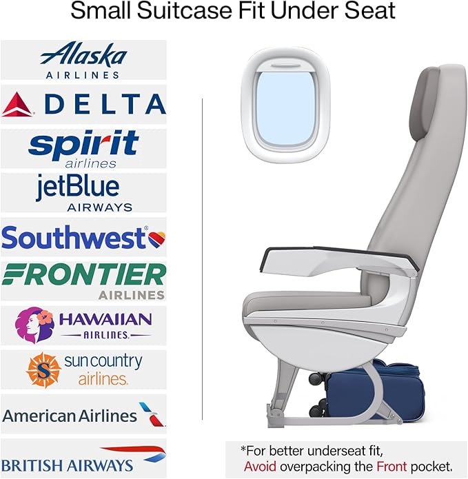 Hanke 16 Inch Underseat Carry On Luggage with Spinner Wheels Airline Approved, Small Rolling Suitcase Softside Underseater Lightweight TSA Travel Roller Suitcase Carry-On Bag(Blue)