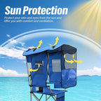 BDL Camping Chair with Canopy Shade Portable Foldable Canopy Chair with Cooler, Mesh Backrest, Cup Holder, and Pocket for Camping, Fishing, Beach, and Sports,Sky-Blue