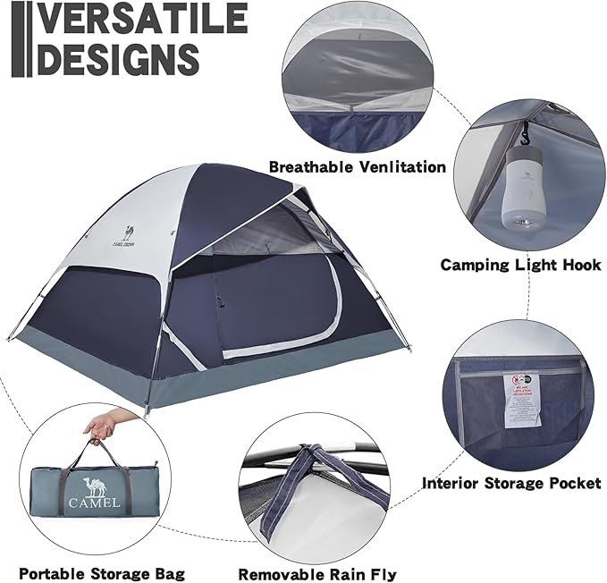 CAMEL CROWN Tents for Camping 2/3/4/5 Person Camping Dome Tent, Waterproof,Spacious, Lightweight Portable Backpacking Tent for Outdoor Camping/Hiking