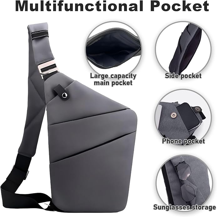 Anti Theft Travel Bag, One Shoulder Large Capacity Cross-body Bag Chest Fashion Lightweight Sling Bags for Travel Sports