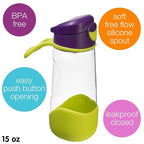 b.box 15 oz Sport Spout Kids Water Bottle for School, Sports, Travel, Daycare. Leakproof, Spill Proof, Dishwasher Safe. Easy Grip Triangle Shape, Durable Tritan Material. BPA Free.