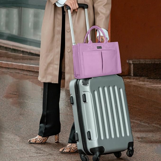 TOPDesign Heavy-Duty Canvas Tote Bag for Women, Adjustable Crossbody/Shoulder Handbag with 9 Pockets, Everything Tote