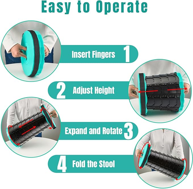 Collapsible Stool Thickened, Portable Foldable Chair, Retractable Stool for Fishing, Portable stools for Adults Hiking Tours, BBQ, Parties, Camping Stools Outdoor Activities