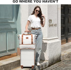 Kono Luggage Set 4 Piece Carry On Hardside Luggage with TSA Lock Spinner Wheels Carry On Suitcase Cream White