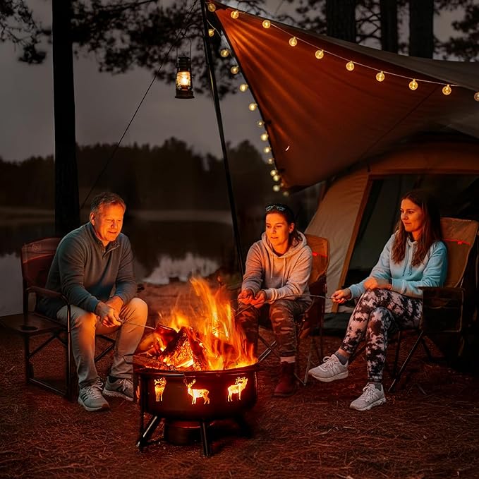 TIMBER RIDGE Heated Aluminum Oversized Camping Chair, Lightweight Portable Directors Chair with Side Table Detachable Side Pocket for Outdoor Camping, Lawn, Picnic, Support 400lbs Gray, 2 Pack