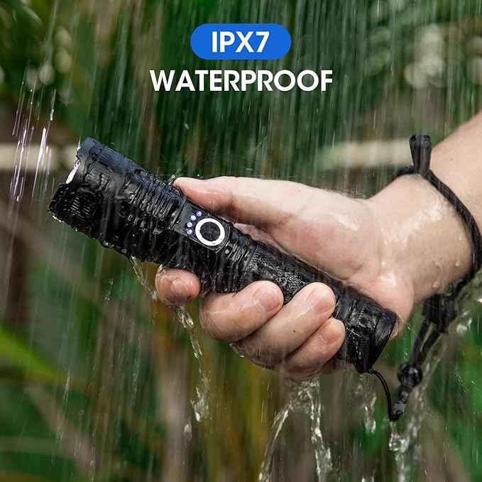 KINGCAESAR 3 Pack Flashlights 90,000High Lumens - Super Bright Rechargeable Flashlight with 5 Light Modes, IPX7 Waterproof Powerful LED Flash Light for Home, Camping