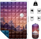 zzlamb Camping Blanket, Outdoor Lightweight Travel Blanket Puffy Portable Down Alternative, Windproof Warm Cloak with Snaps, Cozy Quilt Backpacking Picnic RV Plane Car Hammock Beach Climbing