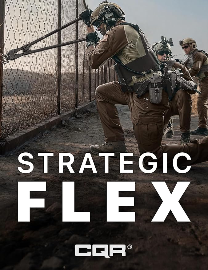 CQR Men's Flex Ripstop Tactical Pants, Water Resistant Stretch Cargo Pants, Lightweight EDC Hiking Work Pants