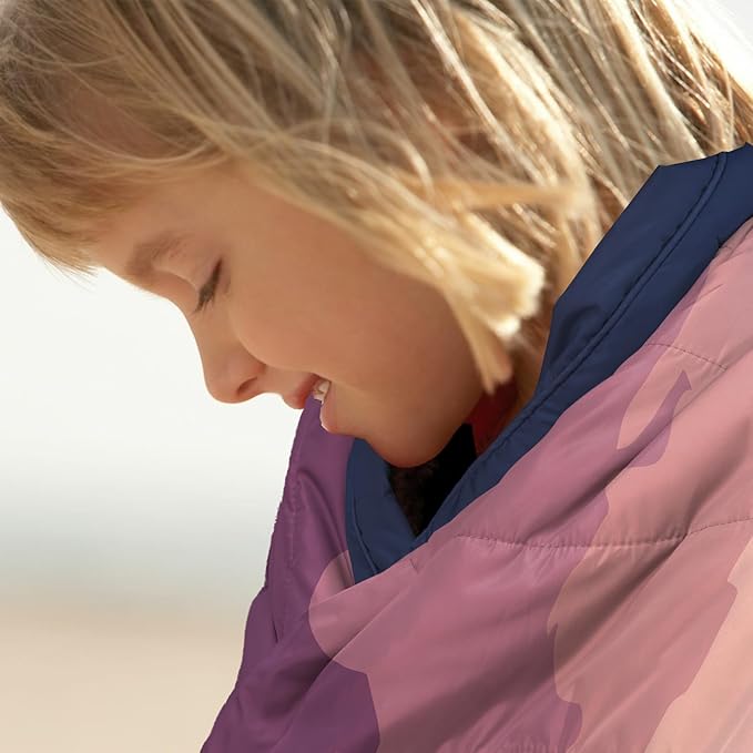 Outdoor Camping Blanket with Sherpa Lining, Extra Warm Thick Camp Blankets and Puffy Ultralight Soft Poncho DWR Camping Quilt for Cold Weather, Adventure, Sleeping, Backpacking 56"x 40"