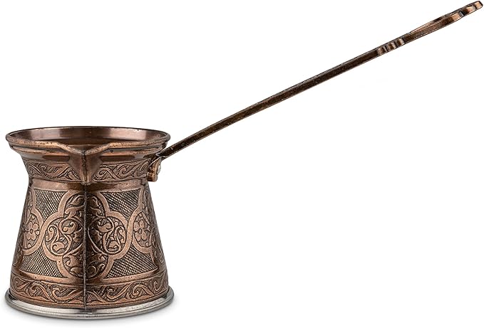 Alisveristime Authentic Turkish Coffee Pot, Handmade Cezve/Ibrik, 2.75-Inch Width, 2.75-Inch Height - 6.76 Ounce Enhance Your Coffee Experience Now! (2 Cup) (Antique Brown)