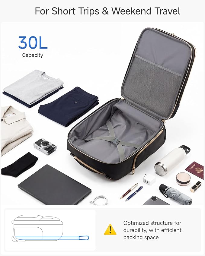 LUGGEX Underseat Carry On Luggage with Wheels, UDK2 Lightweight Under Seat Luggage, Soft Sided Personal Item Suitcase for Short Trip (UX-Core, Black, 17 Inch)