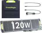 Greenmagic120W Portable Solar Panel 19V, 120W Foldable Solar Panels Kit with Adjustable Kickstands, Waterproof IP65 for Camping, Outdoor, Power Station,RVS