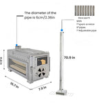 Portable Camping Wood Stove with View Glass and Cooking Function, 8 Stainless Steel Chimneys for Shelter, Hunting, Outdoor Cooking, and Heating (304 Stainless Steel)