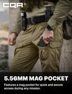 CQR Men's Flex Ripstop Tactical Pants, Water Resistant Stretch Cargo Pants, Lightweight EDC Hiking Work Pants