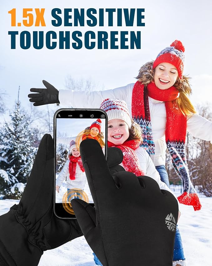 RIGWARL Winter Gloves Men and Women Medium-Thick, Gloves for Cold Weather with Thermal Plush, Touchscreen Running Glove Adjustable Zippered Wrist for Walking The Dog Hiking Camping Cycling Work