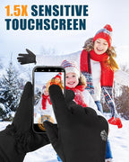 RIGWARL Winter Gloves Men and Women Medium-Thick, Gloves for Cold Weather with Thermal Plush, Touchscreen Running Glove Adjustable Zippered Wrist for Walking The Dog Hiking Camping Cycling Work