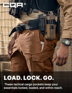 CQR Men's Flex Ripstop Tactical Pants, Water Resistant Stretch Cargo Pants, Lightweight EDC Hiking Work Pants