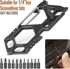 Carabiner Keychain Stainless Steel Multitool - 11 in 1 Tactical Emergency Survival Gear - Glass Breaker,Bottle Opener, Wrench, Screw Drivers, Key Clip, EDC Pocket and Backpack Tool