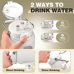 BLUEGO 64oz Water Bottle Glass with Stainless Steel Handle Large Water Bottle with Time Markers and Silicone Sleeve Half Gallon Water Jug BPA Free for Gym Daily Use, White