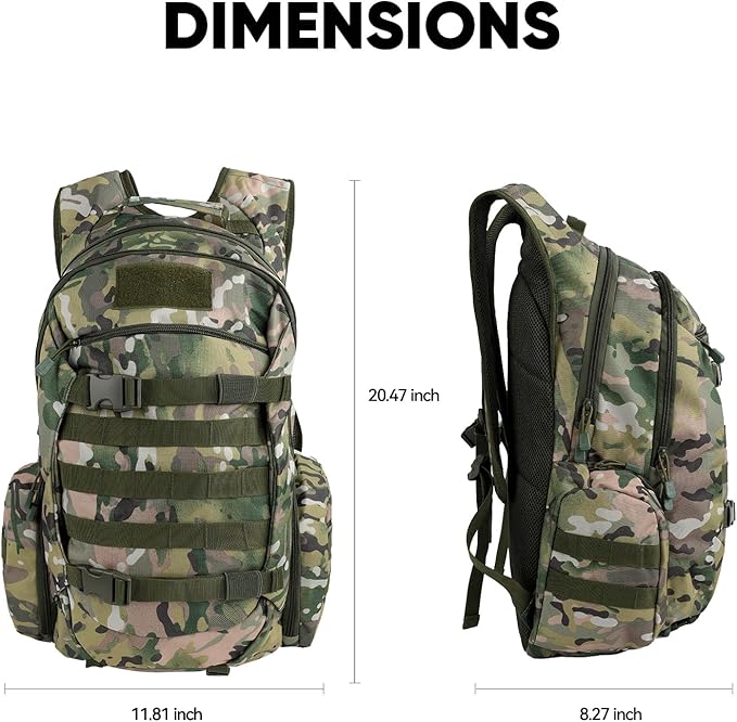 35L Tactical Backpack for Men, MOLLE Military Bug Out Bag, Waterproof Rucksack for Hiking with Hydration Port CP
