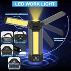 Rechargeable LED Work Light with Stand, 2000LM 3000/6000K Dimmable Cordless Work Light with 5 Lighting Modes and 3 Brightness, Portable Solar Job Site Lighting Kit