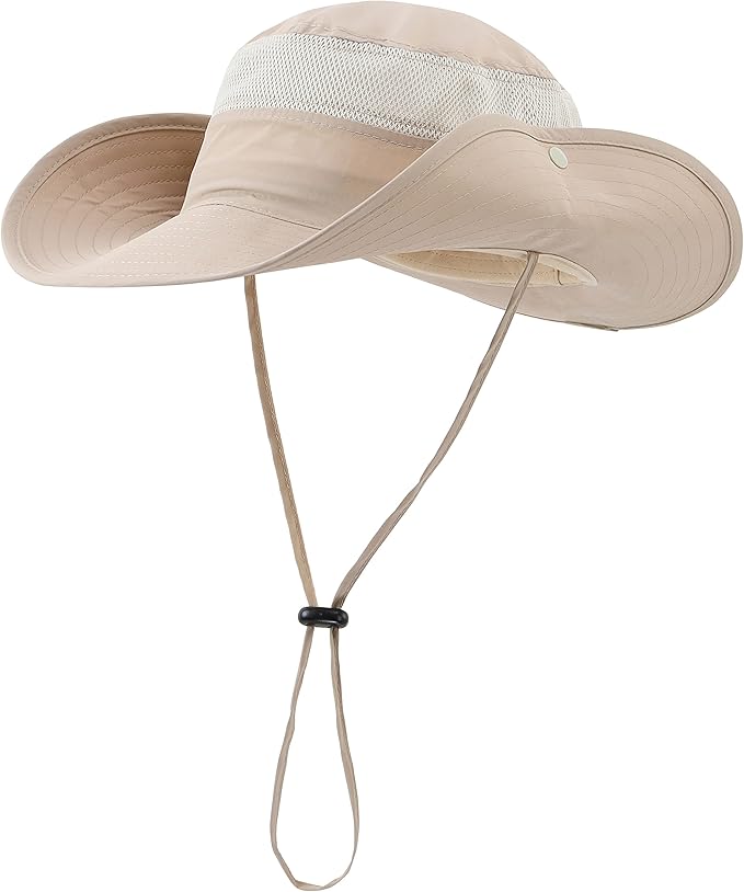 Connectyle Wide Brim Sun Hat for Men Breathable Cowboy Boonie Hat UPF 50+ Sun Protection Bucket Hat for Fishing Hiking