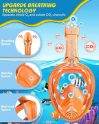 QingSong Kids Snorkel Mask Full Face, Snorkeling Set with Camera Mount, Foldable 180 Degree Panoramic View Snorkeling Gear Anti-Fog Anti-Leak