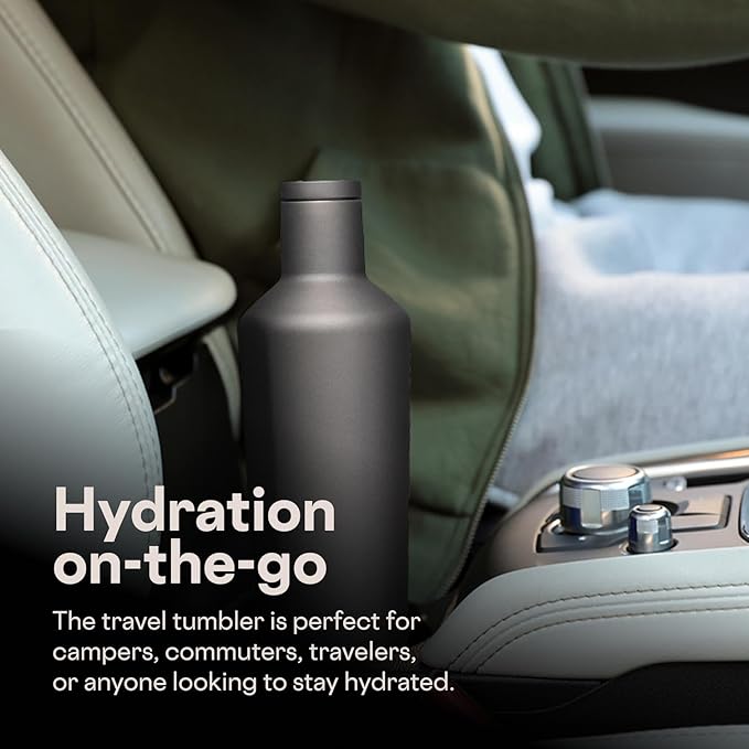 Corkcicle Classic Canteen Insulated Water Bottle - Stainless Steel Reusable Tumbler - Triple Insulated - Keeps Drinks Cold 25 Hours or Hot 12 Hours - Cupholder Friendly - Matte Black - 16 oz
