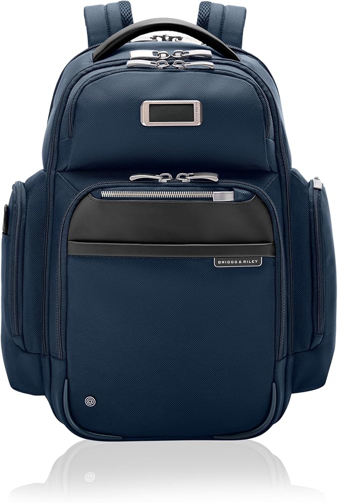 Briggs & Riley Medium Cargo Backpack for Women & Men - Laptop Backpack, For Work & Travel, Lightweight & Durable, Padded Straps, Fits up to 15" Laptop - @work Collection, Navy