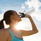 SipX™ Triple-Insulated Stainless Steel Water Bottle 18oz. With 3 Lids, BPA-Free Reusable Insulated Water Bottle Keeps Cold 24 Hours, (White)