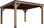 Backyard Discovery Arcadia 14' x 12' Cedar Wood Outdoor Gazebo Pavilion with Hardtop Galvanized Steel Slope Roof, Snow Support, Wind Resistance, PowerPort, Shade for Garden, Patio, Deck, Entertaining