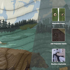 Outdoor Camping Blanket with Sherpa Lining, Extra Warm Thick Camp Blankets and Puffy Ultralight Soft Poncho DWR Camping Quilt for Cold Weather, Adventure, Sleeping, Backpacking 78"x 56"