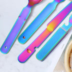 Camping Flatware Colorful Fork Spoon Knife Bottle Opener Silverware Outdoor Portable Cutlery Tactical Utensil Set 4 Pieces Foldable Durable Reusable Easy to Clean