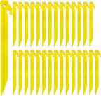 30 PCS Plastic Tent Stakes, 8.85 Inch Heavy Duty Plastic Canopy Stakes for Camping, Beach, Garden & Outdoor Decorations, Lightweight Rust-Proof Sand Anchors, Colorful Yard Inflatable Stakes (Yellow)