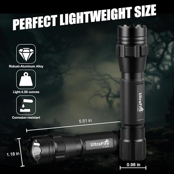 ULTRAFIRE 1000 Lumen Single-Mode Warm Light Flashlight - Bright 3000K Amber Light Flashlight, Designed for Camping Night Vision, Haze Conditions Yellow LED Flashlight T1 Ultra-Y