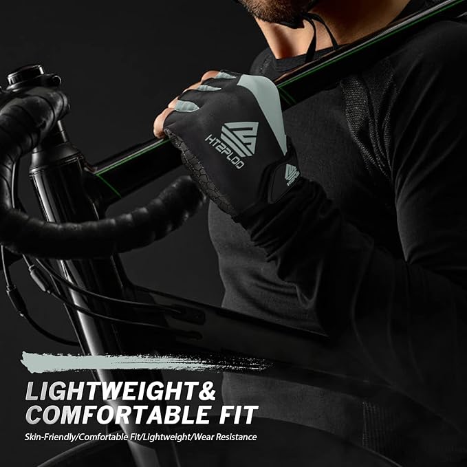 Bike Gloves for Men Women with Anti-Slip Shock-Absorbing Pad, Light Weight Half-Finger Cycling Gloves