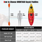 Kayak Paddle Carbon Fiber Shaft and Reinforced Nylon Blade, Adjustable Kayaking Oars, 3 Piece, 230-250 cm/90-98 Inches,210-230 cm/82-90 inches