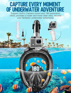 Zenoplige Full Face Snorkel Mask Adults,Dry-Top Snorkeling Gear with Camera Mount,Foldable 180-Degree Panoramic Scuba Mask for Snorkeling Diving Swimming Travel,Snorkel Mask Anti-Fog & Anti-Leak